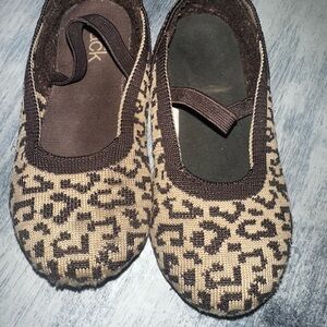 Kids Leopard Knit Ballet Flats - Brown